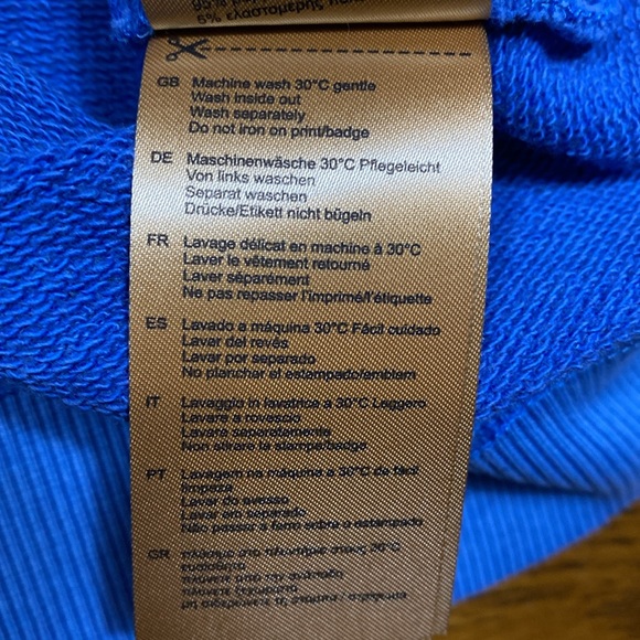 NWT Scotch & Soda Sweatshirt Small Unisex Blue Garment Dyed Tennis Slogan - Picture 10 of 14